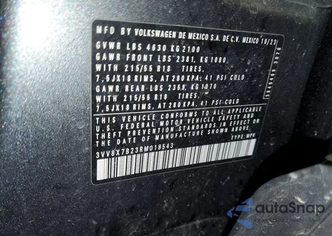 2024 Volkswagen Taos S z USA, uszkodzony, nr VIN 3VV8X7B23RM018543